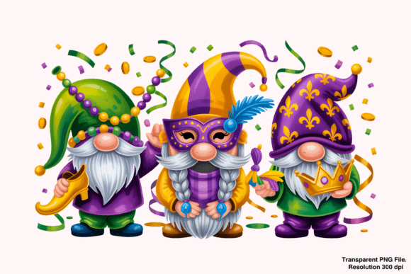 Bringing the Party to Life with Mardi Gras Gnomies PNG and Fleur De Lis PNG Designs