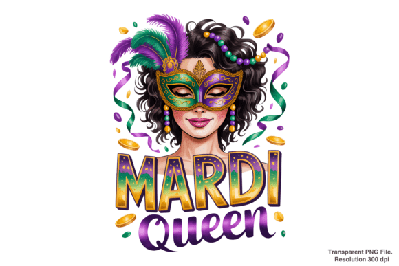 Elevate Designs with Mardi Gras Queen PNG