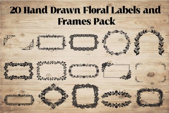 Elevate Your Design Workflow with 20 Hand Drawn Floral Labels and Frames