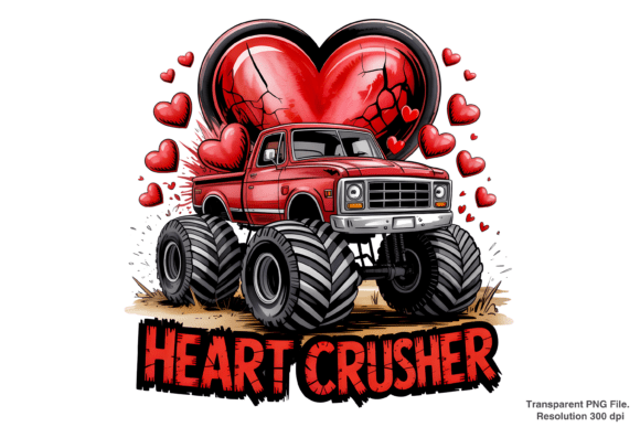 Heart Crusher Monster Truck PNG for Bold Designs