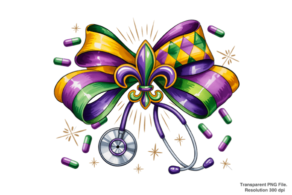 Integrating the Nurse Mardi Gras Coquette Bow PNG into Your Creative Workflow