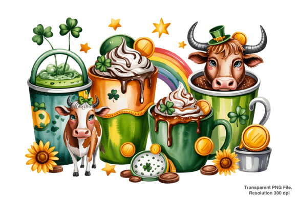 Strategic Branding with the St. Patrick's Day Cow Drink PNG for Seasonal Campaigns